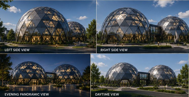 GEODOMAS premium stiklinis biurų campus – bendras vaizdas